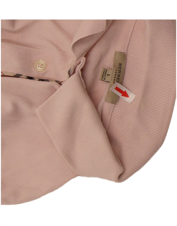 Polo da donna Burberry UK 16 grande cotone rosa