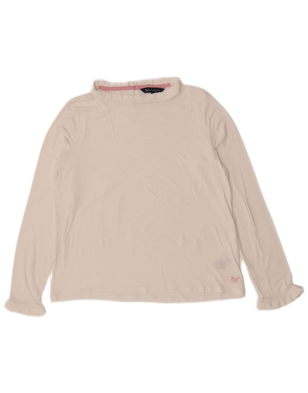 Crew Clothing Top da donna a maniche lunghe UK 12 Medio Bianco Modale