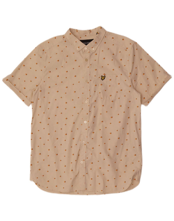 Lyle & Scott Camicia a maniche corte da uomo grande in cotone maculato beige