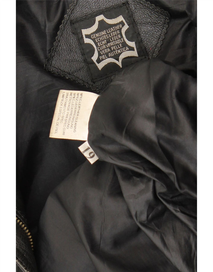 Giacca in pelle vintage da donna UK 16 grande in pelle nera