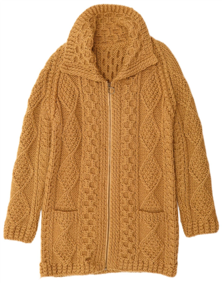 Maglione cardigan lungo da donna vintage UK 12 Beige medio
