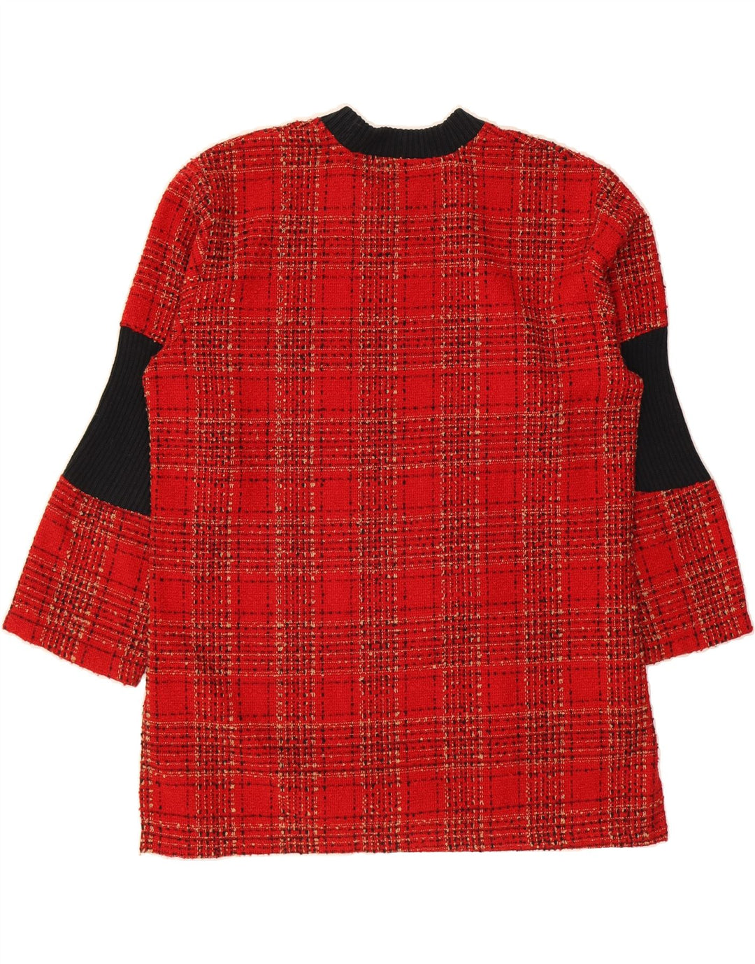 VINTAGE Womens Longline Crew Neck Jumper Sweater UK 14 Medium Red Check Vintage Vintage and Second-Hand Vintage from Messina Hembry 