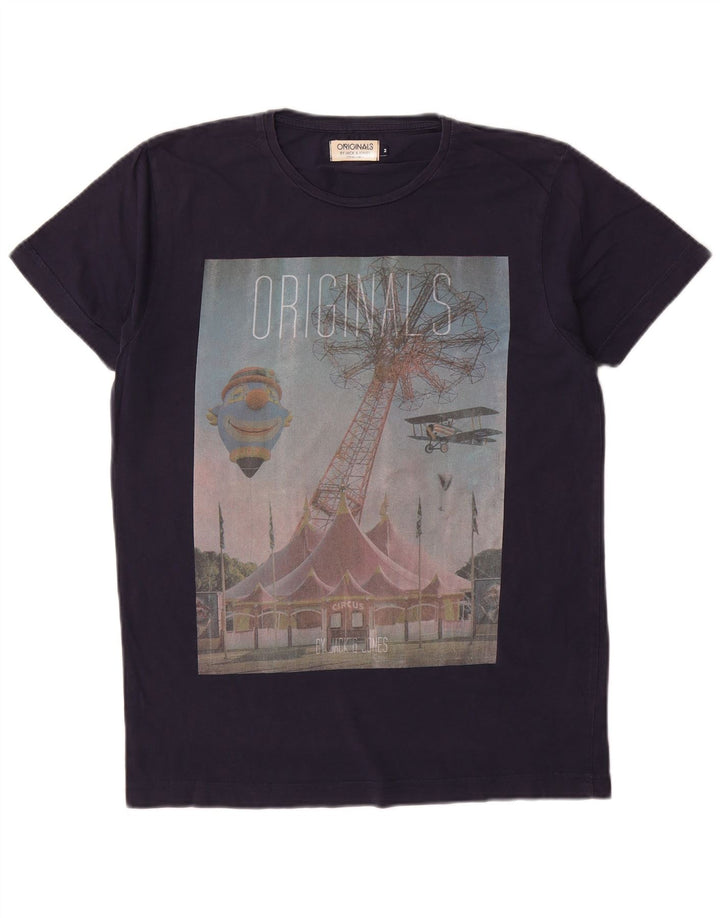 T-shirt grafica da uomo Jack & Jones Top in cotone blu navy medio