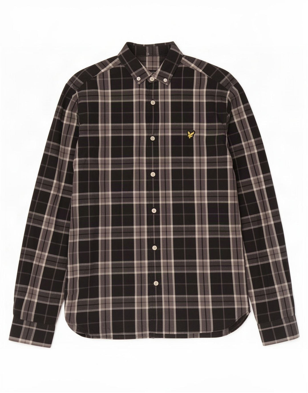 Camicia da uomo Lyle & Scott piccola in cotone a quadri neri