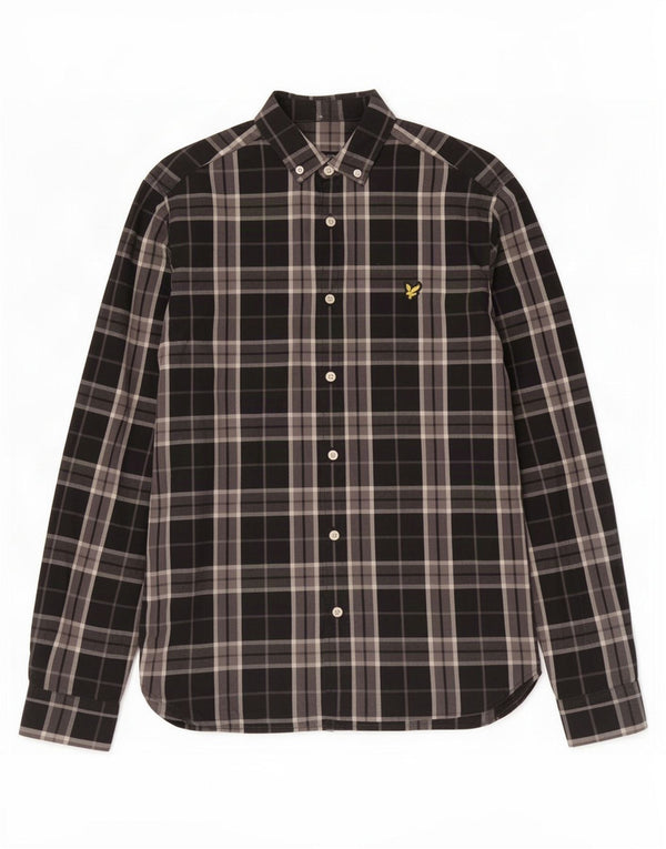 Lyle & Scott Mens Shirt Small Black Check Cotton
