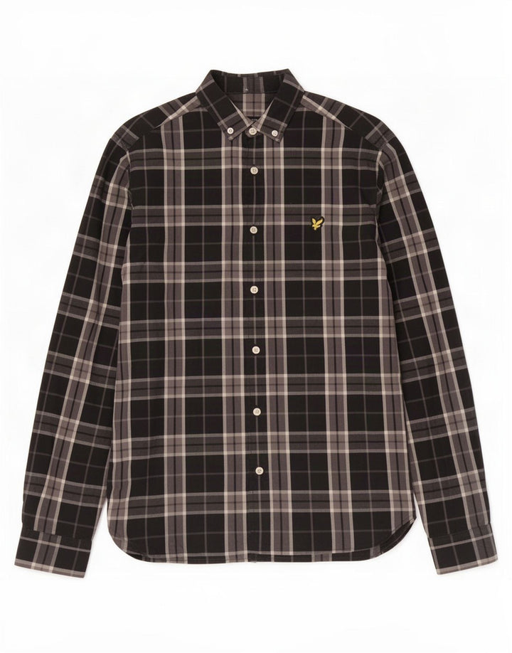 Camicia da uomo Lyle & Scott piccola in cotone a quadri neri