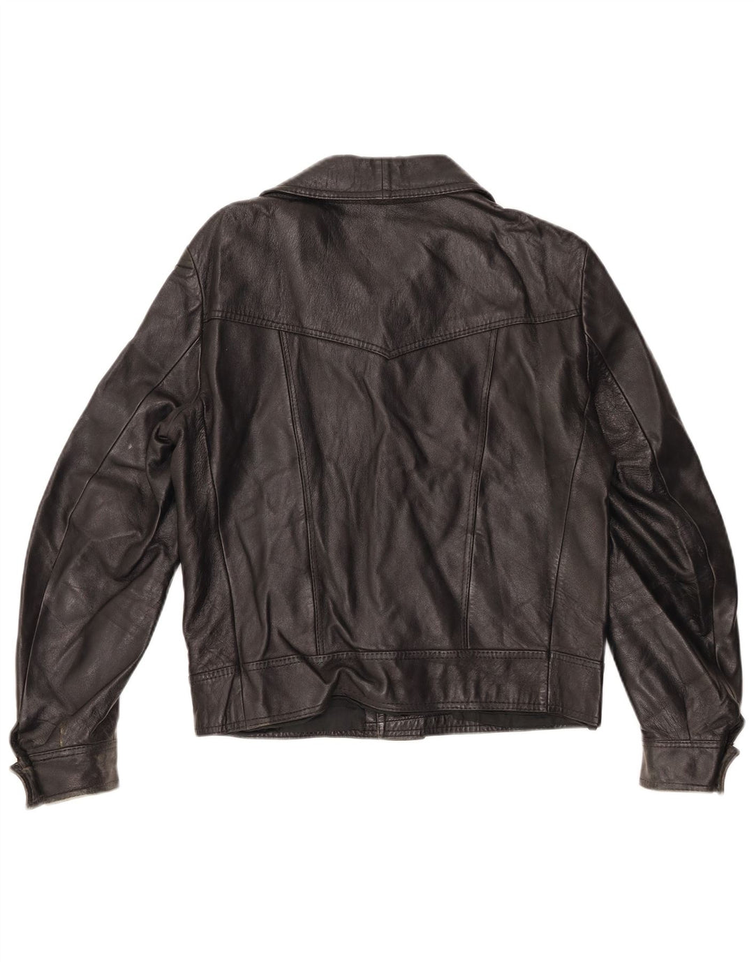 Giacca in pelle vintage da donna UK 12 media nera