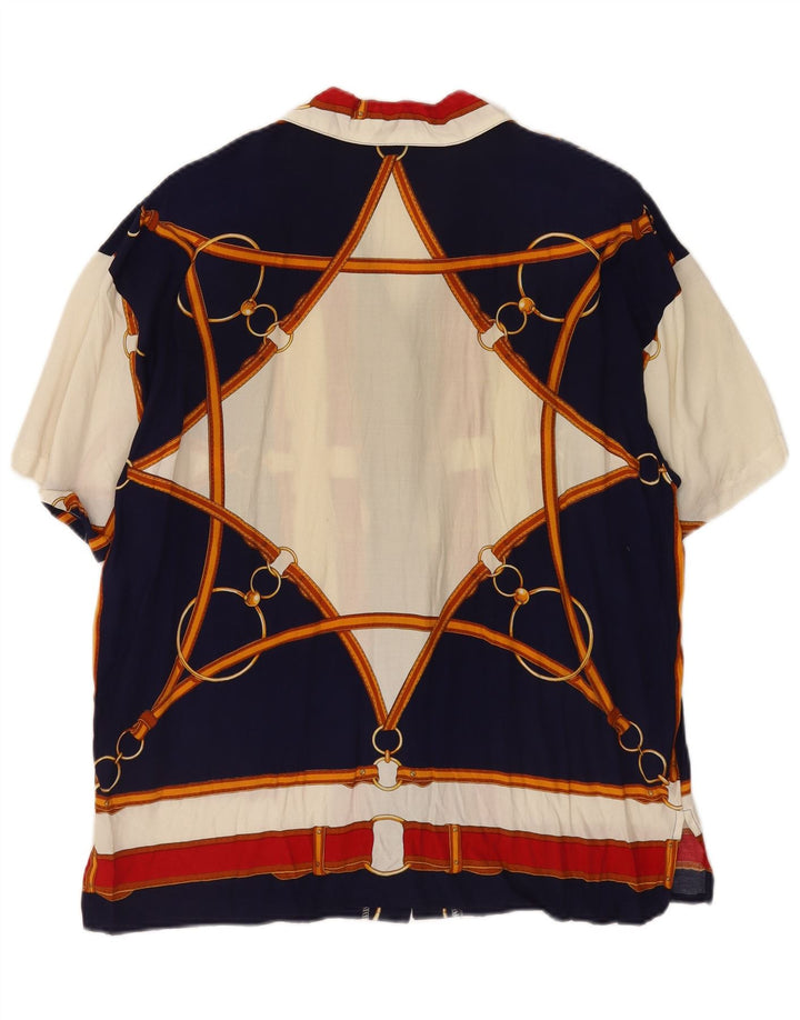 Camicetta camicia da donna con motivo astratto VINTAGE UK 18 XL multicolore