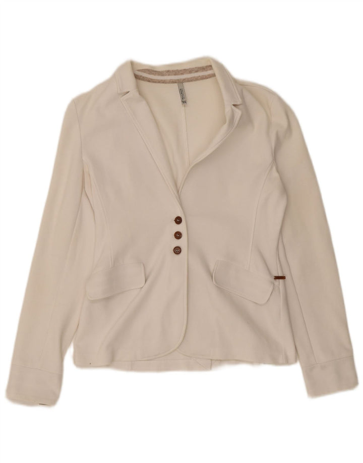 Giacca blazer a 3 bottoni da donna Woolrich UK 10 piccola in cotone bianco