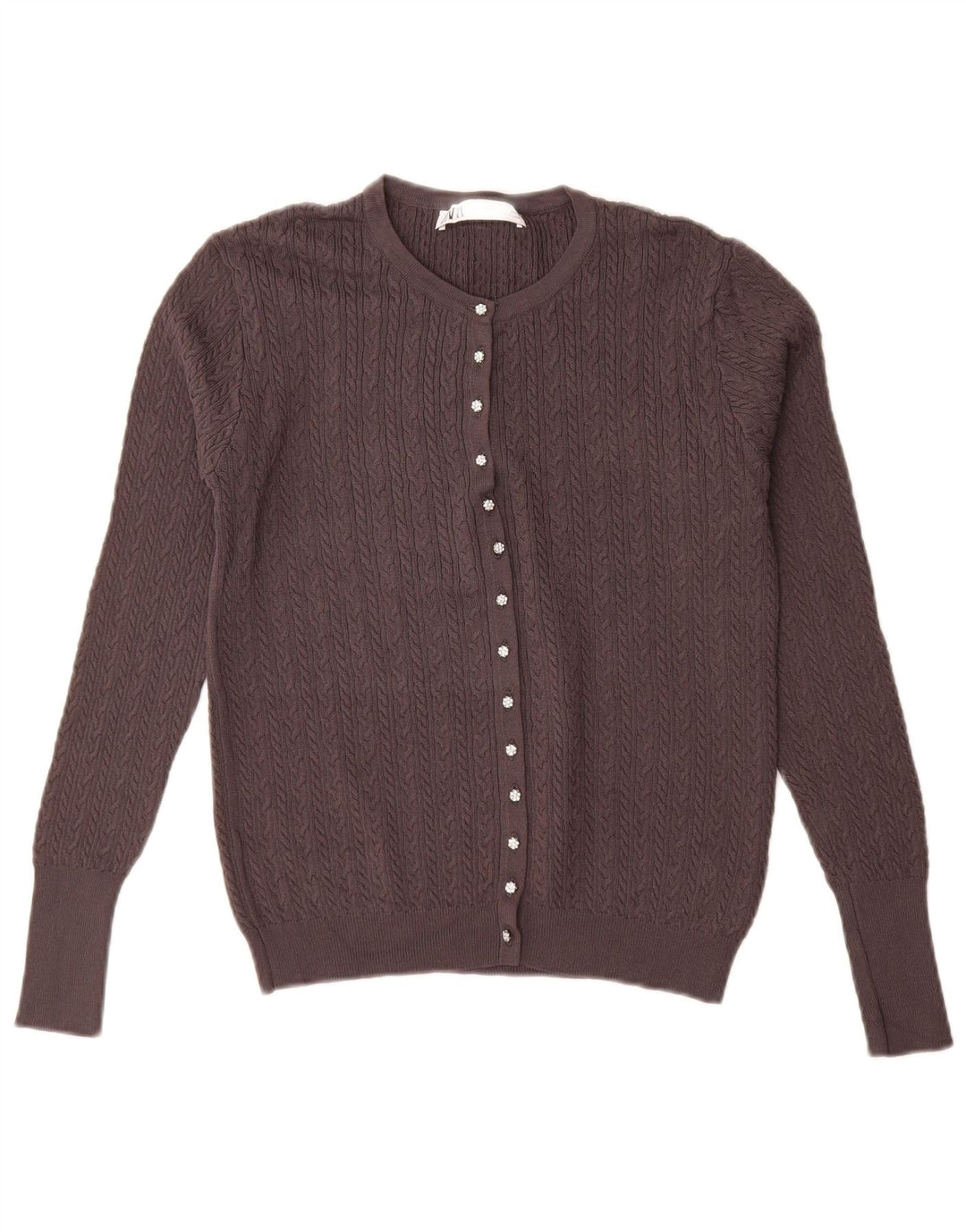 Maglione cardigan da donna Zara UK 16 grande viscosa grigia