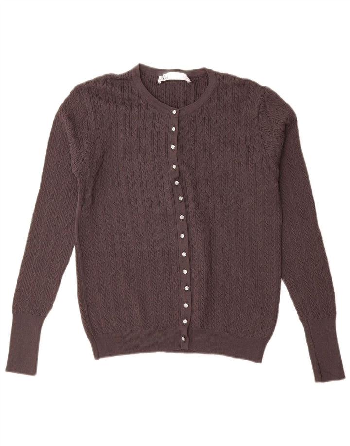 Maglione cardigan da donna Zara UK 16 grande viscosa grigia