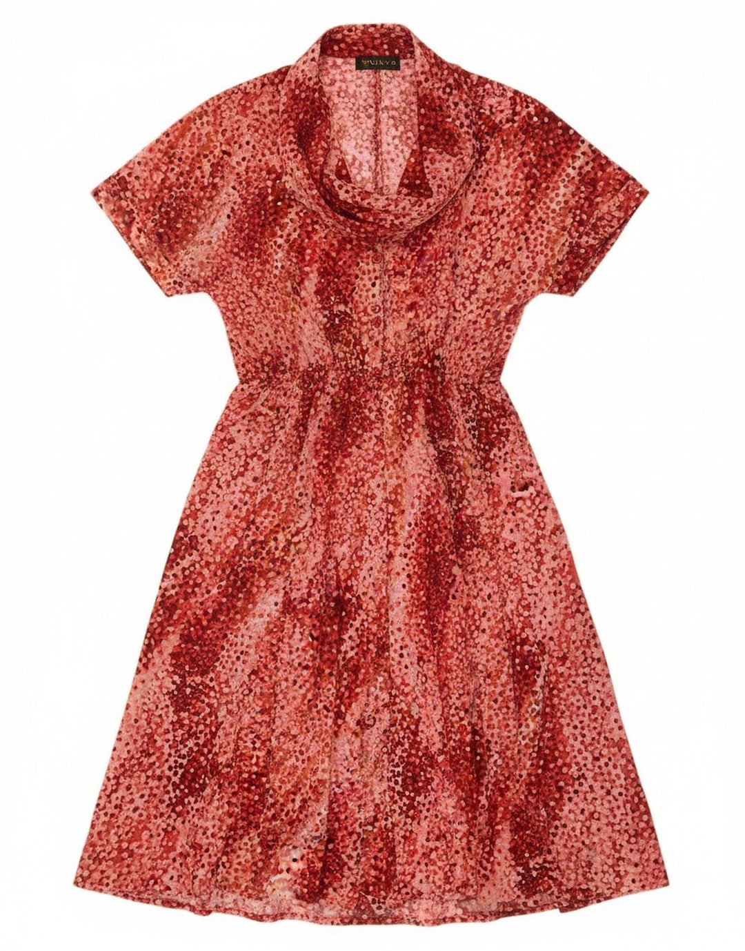 Abito vintage da donna a trapezio IT 50 XL Bordeaux maculato