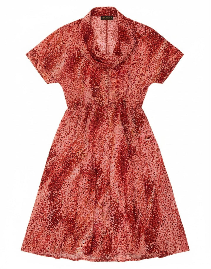 Abito vintage da donna a trapezio IT 50 XL Bordeaux maculato