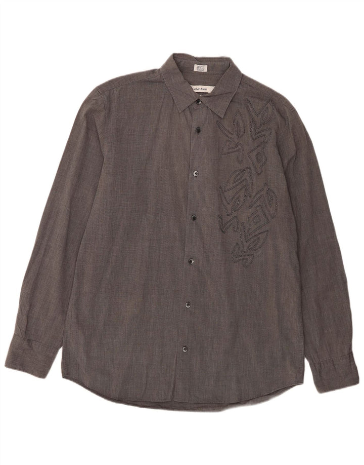 CALVIN KLEIN Camicia da uomo Modern Fit in cotone grigio medio