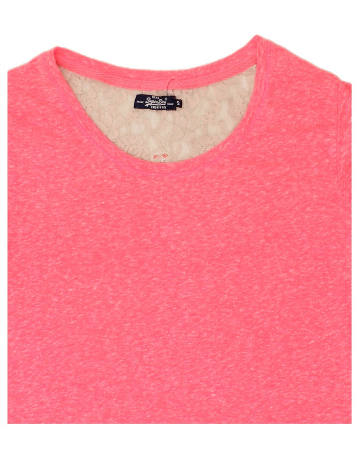 SUPERDRY Womens T-Shirt Top UK 10 Small Pink Flecked Polyamide Vintage Superdry and Second-Hand Superdry from Messina Hembry 