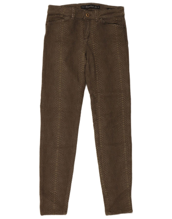 Pantaloni casual Trafaluc da donna Zara EU 36 XS W26 L30 Cachi stampa animalier