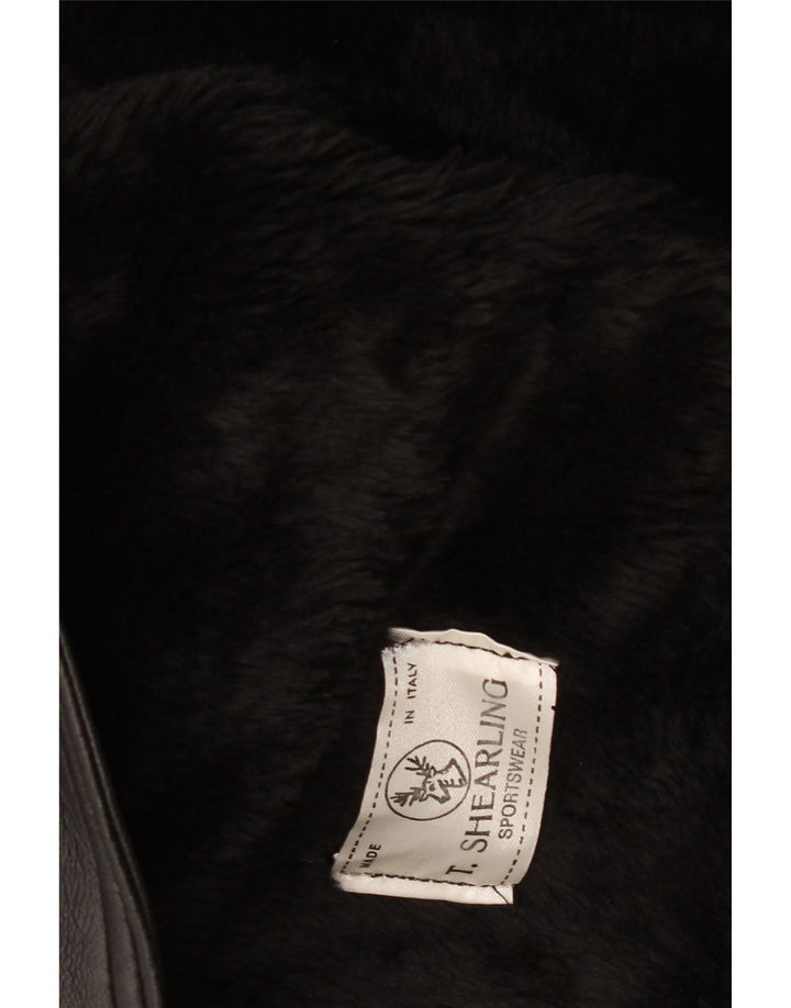 Giacca in shearling vintage da uomo IT 38 Shearling nero medio