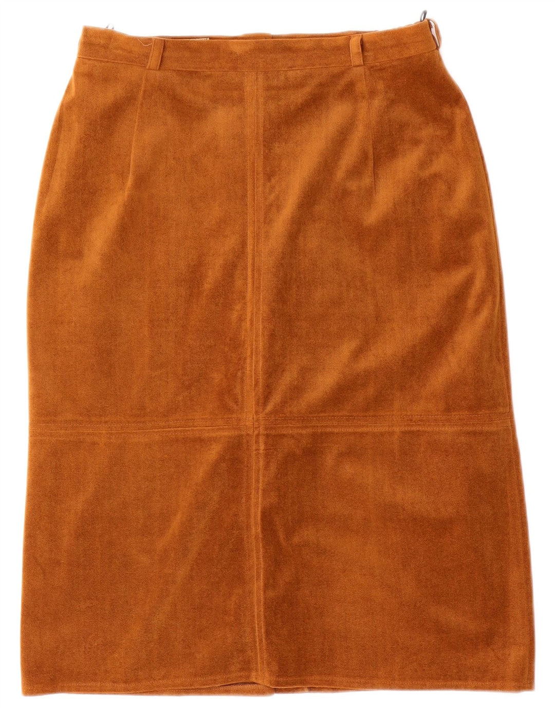 Gonna dritta in velluto da donna vintage media W28 poliestere marrone