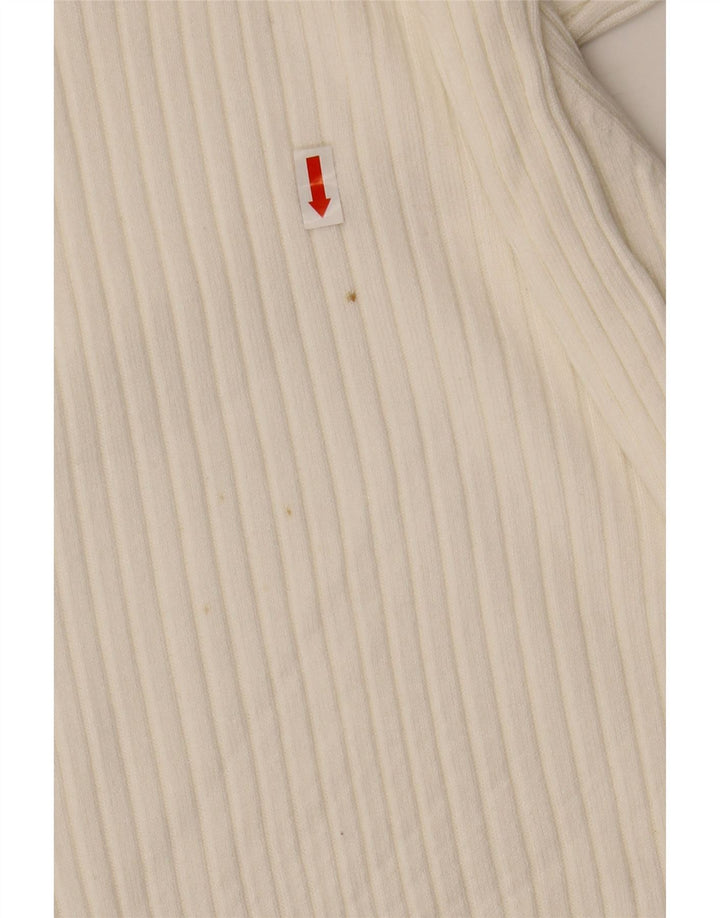 ZARA Maglione Corto da Donna con Collo Alto UK 10 Piccolo Viscosa Bianca