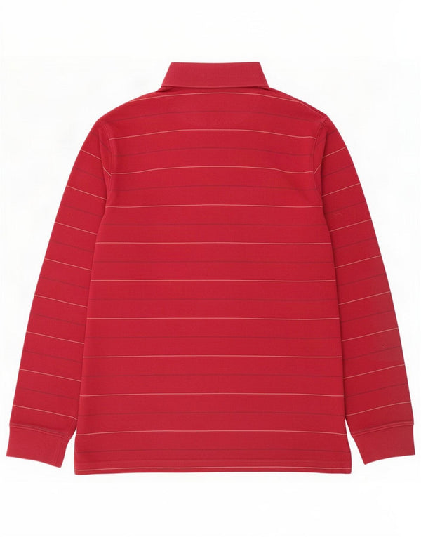 Massimo Dutti Polo da uomo a maniche lunghe in cotone a righe rosse medie