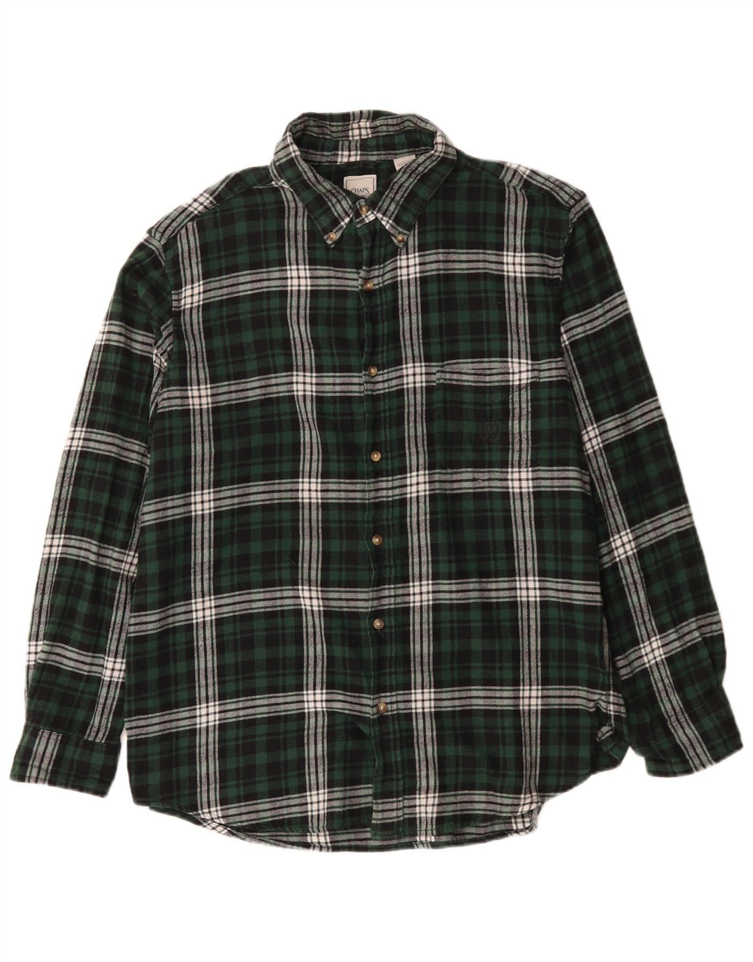 Chaps Camicia da uomo in flanella XL in cotone a quadri verdi