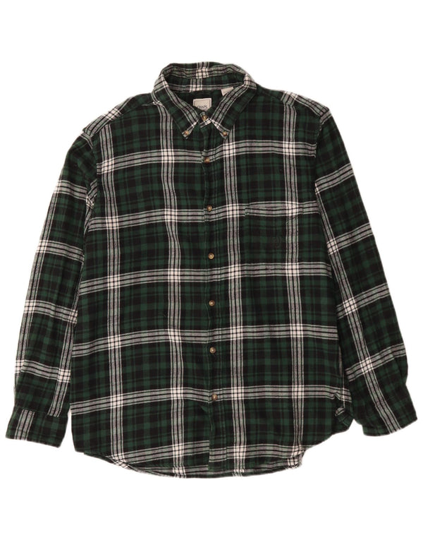 Chaps Camicia da uomo in flanella XL in cotone a quadri verdi