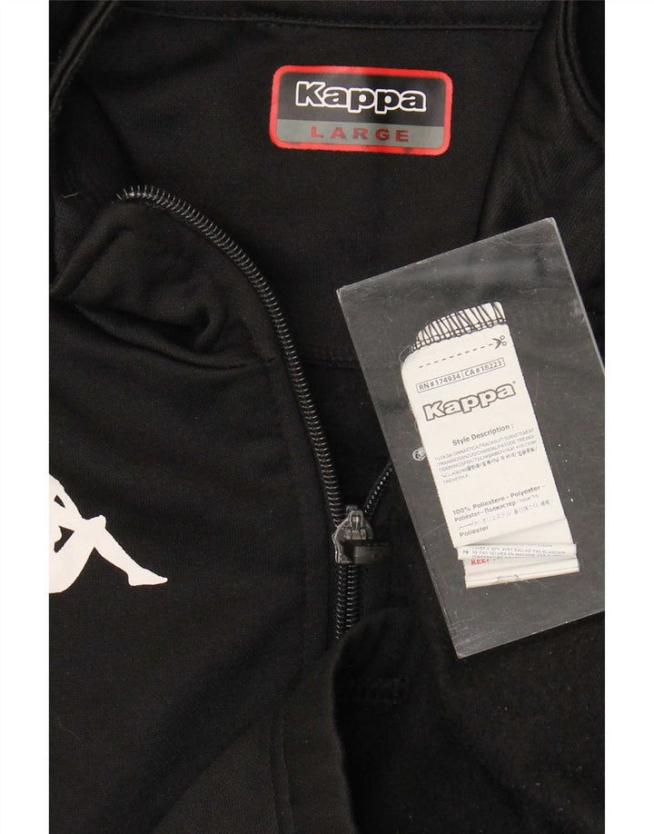 Felpa Kappa da uomo con grafica con zip e collo, maglione grande, nero, in poliestere