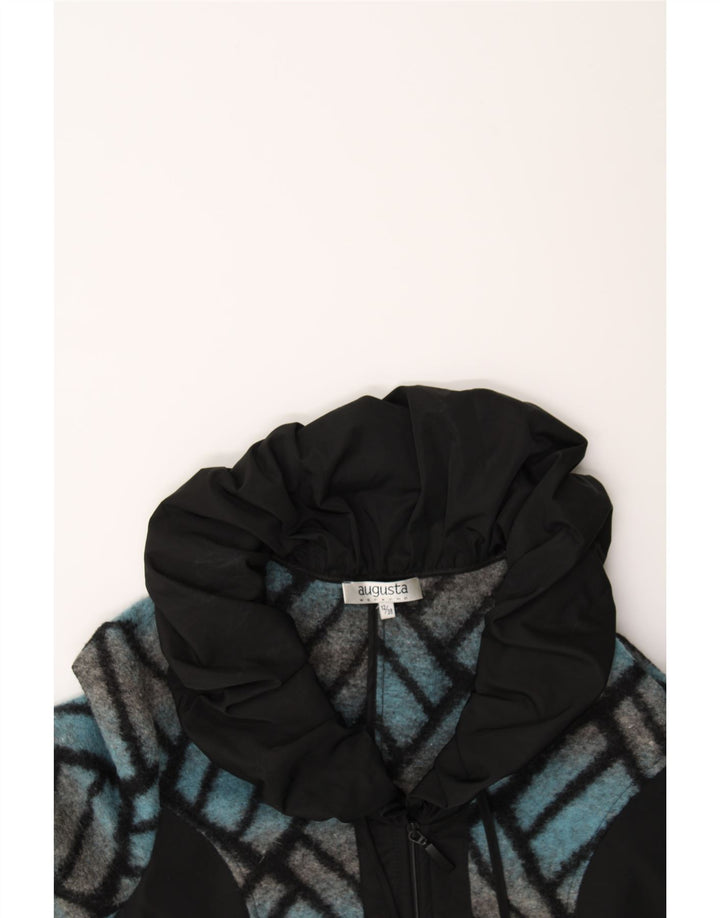 AUGUSTA Womens Crop Overcoat UK 12 Medium Blue Geometric Wool Vintage Augusta and Second-Hand Augusta from Messina Hembry 