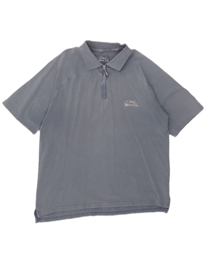 Polo da uomo Weird Fish in cotone blu medio