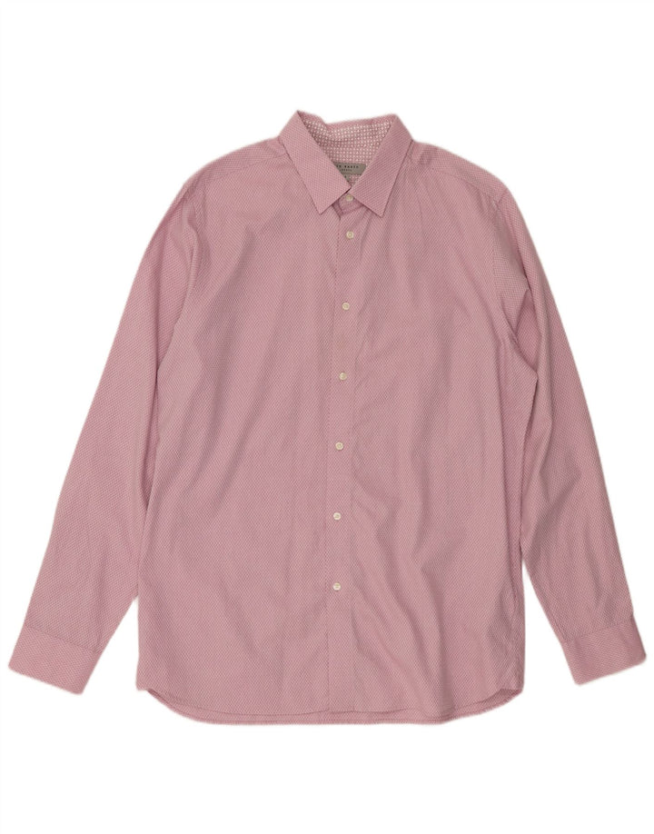 Ted Baker Camicia da uomo Taglia 4 Large Rosa Argyle/Diamond Cotton