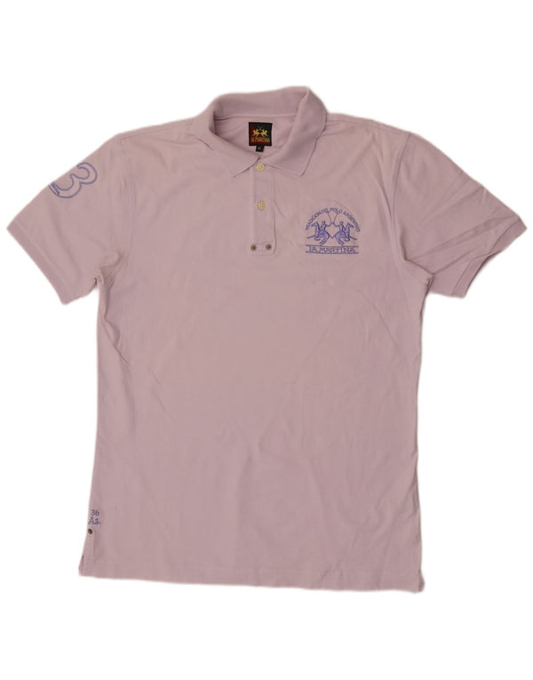 Polo grafica da uomo La Martina XL in cotone viola