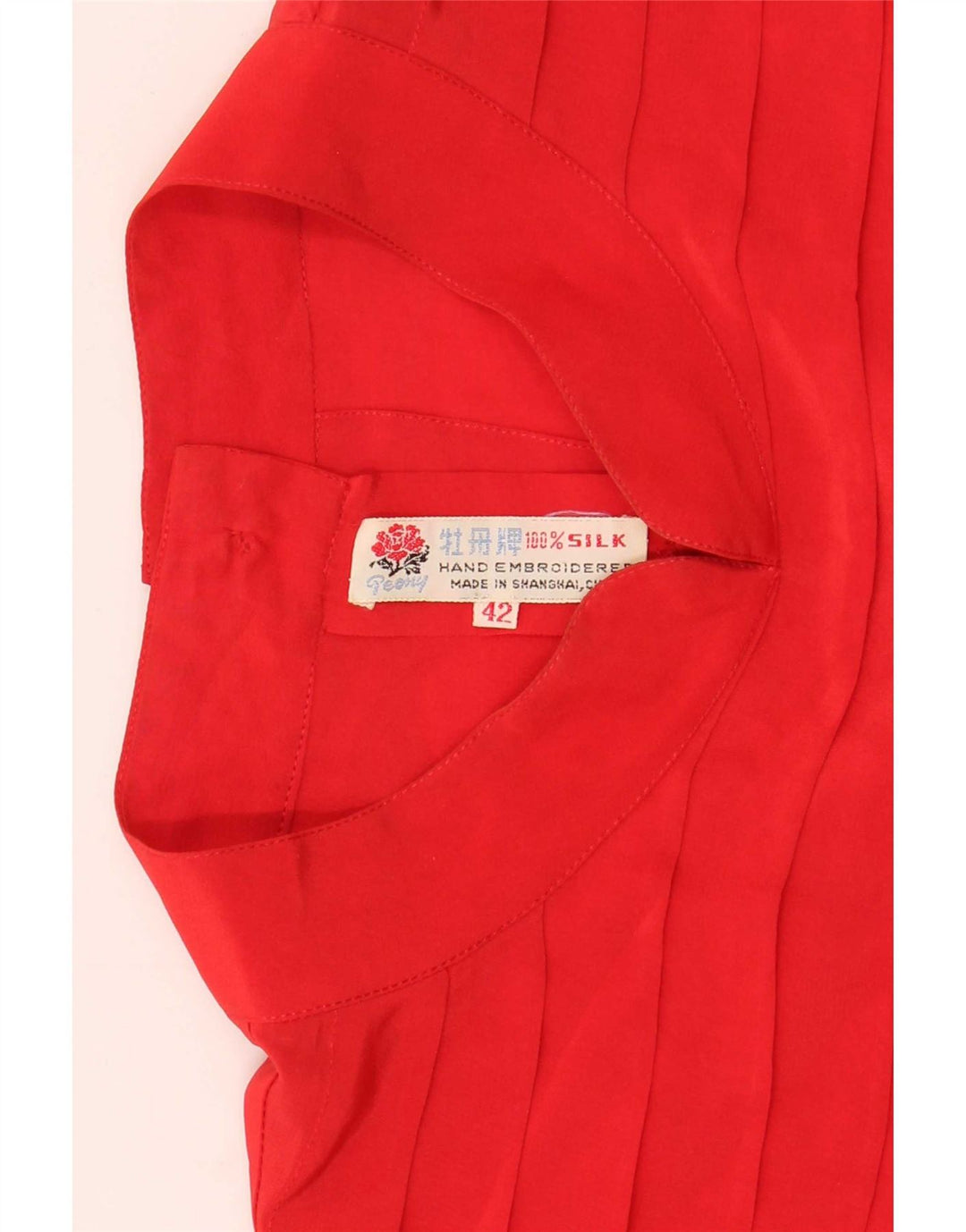 Camicetta camicia vintage da donna EU 42 grande seta rossa