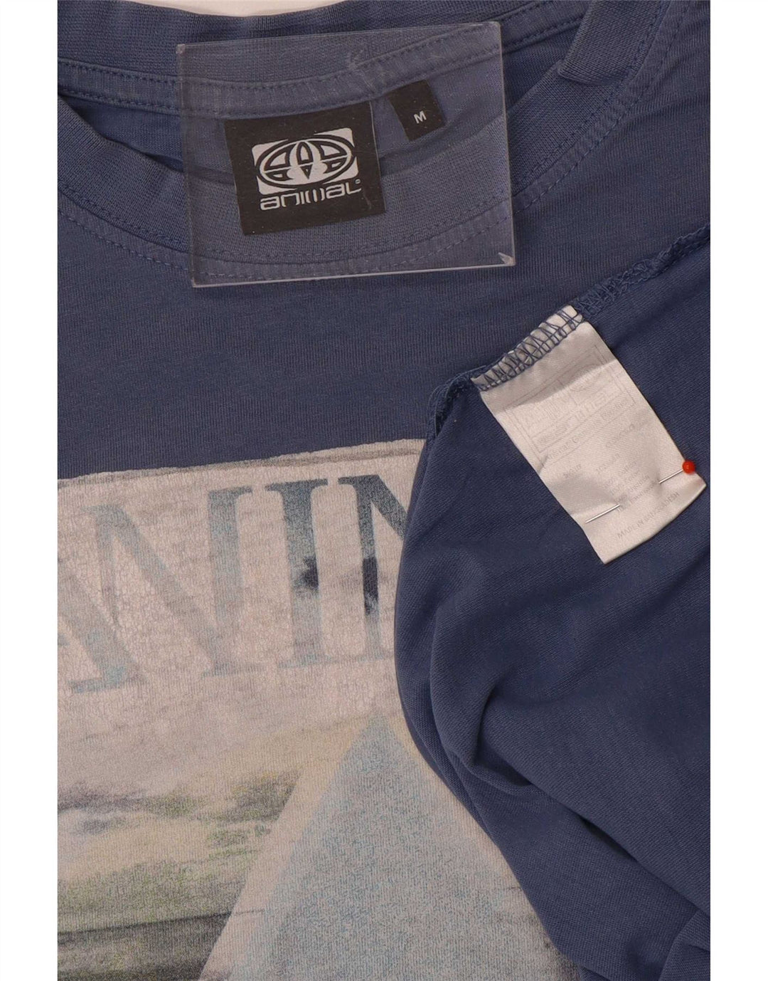 T-shirt grafica da uomo con animali in cotone blu medio