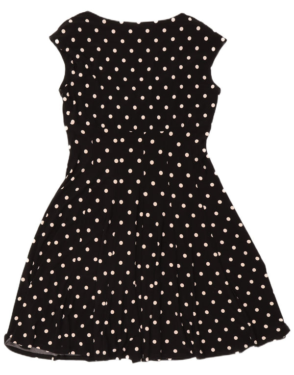 Abito a trapezio da donna Ralph Lauren US 14 XL Poliestere nero a pois