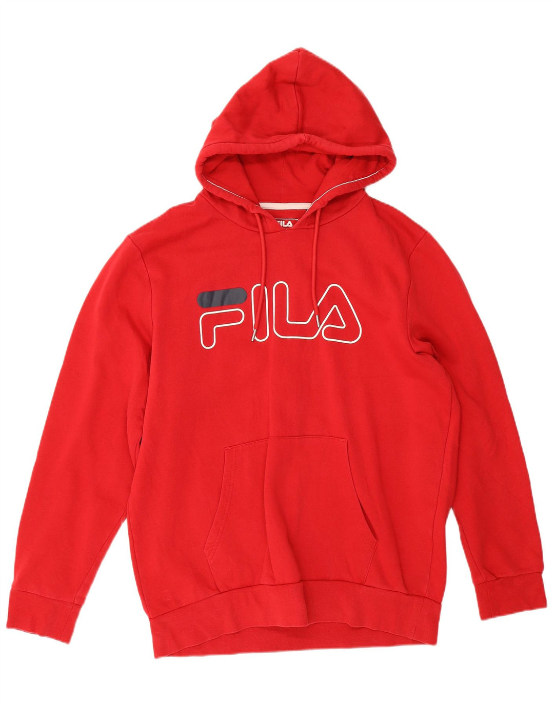 Felpa con cappuccio grafica da uomo Fila grande in cotone rosso