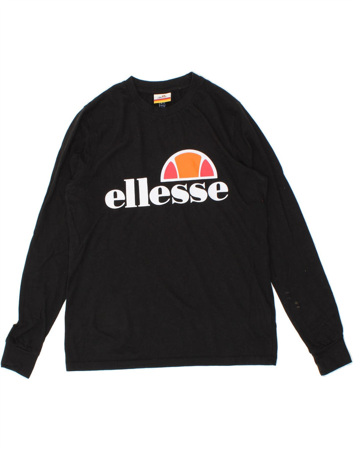 ELLESSE Womens Graphic Top Long Sleeve UK 8 Small Black Cotton Vintage Ellesse and Second-Hand Ellesse from Messina Hembry 