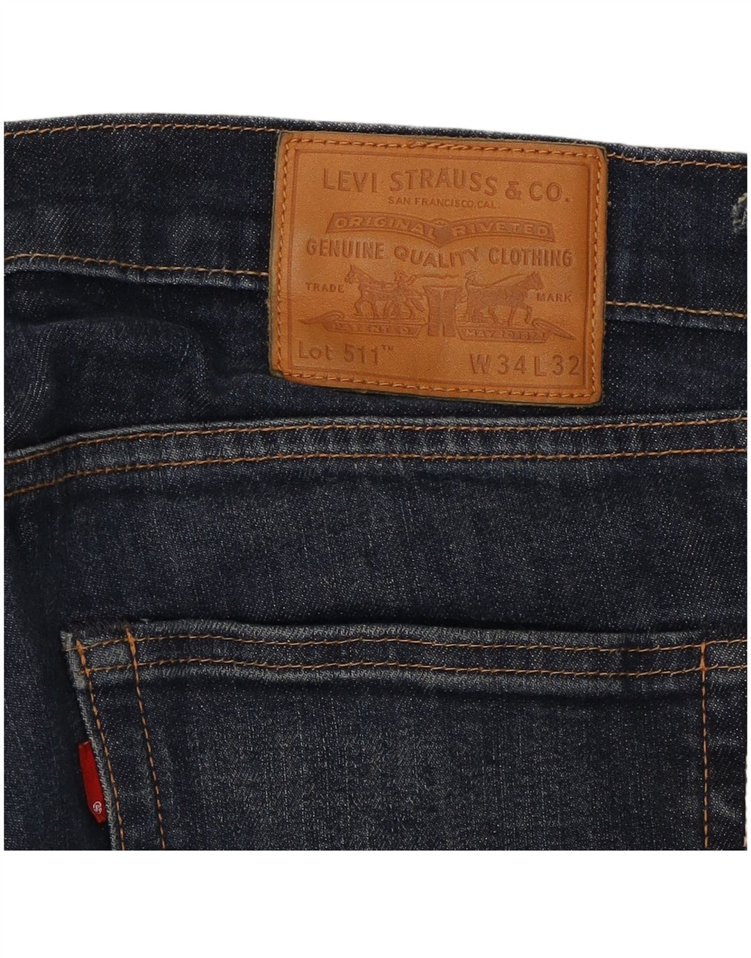 LEVI'S Mens 511 Slim Jeans W34 L32 Navy Blue Cotton