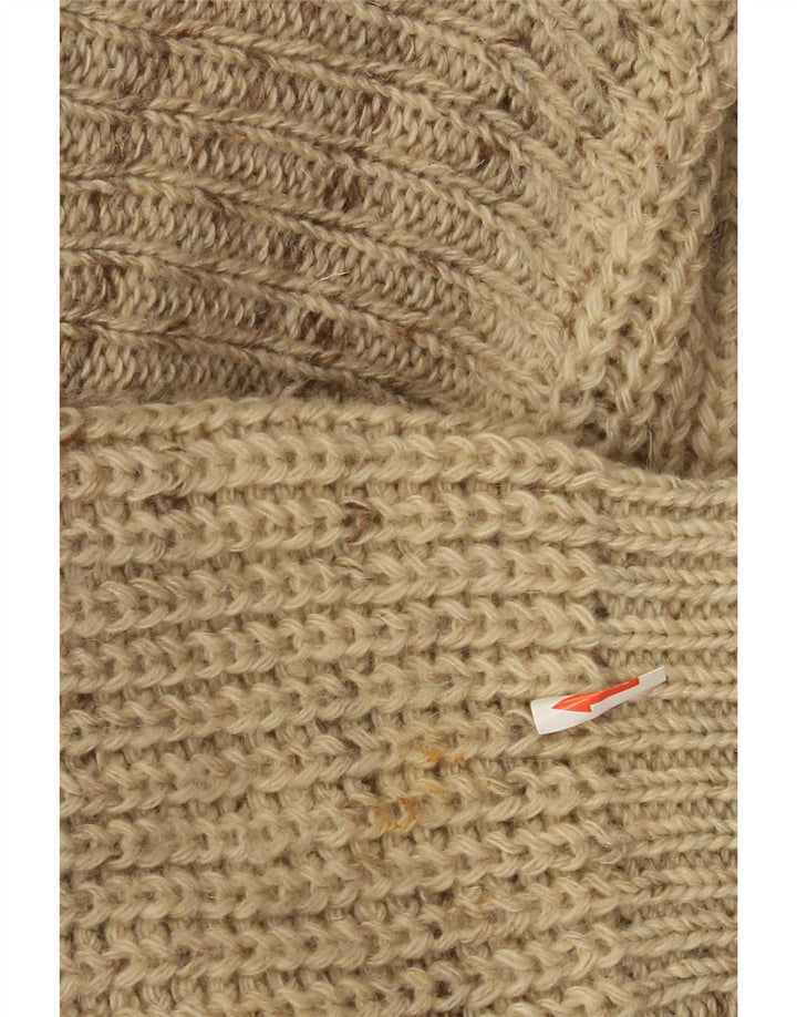 Maglione vintage da uomo con collo a scialle a righe grandi beige
