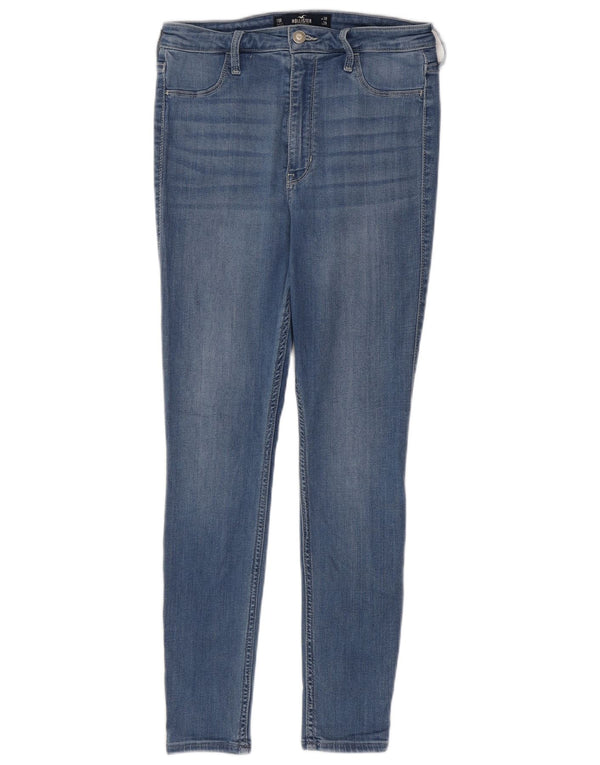 Jeans skinny con gambali a vita alta Hollister da donna W30 L28 cotone blu