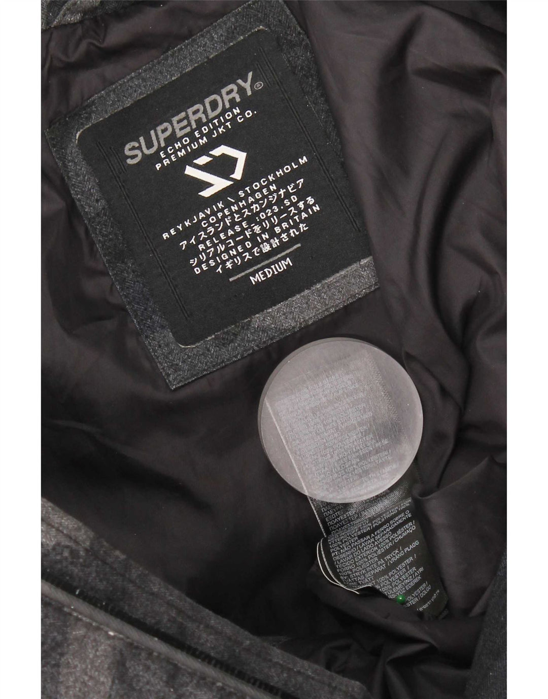 Giacca imbottita con cappuccio da uomo Superdry UK 38 poliestere mimetico nero medio