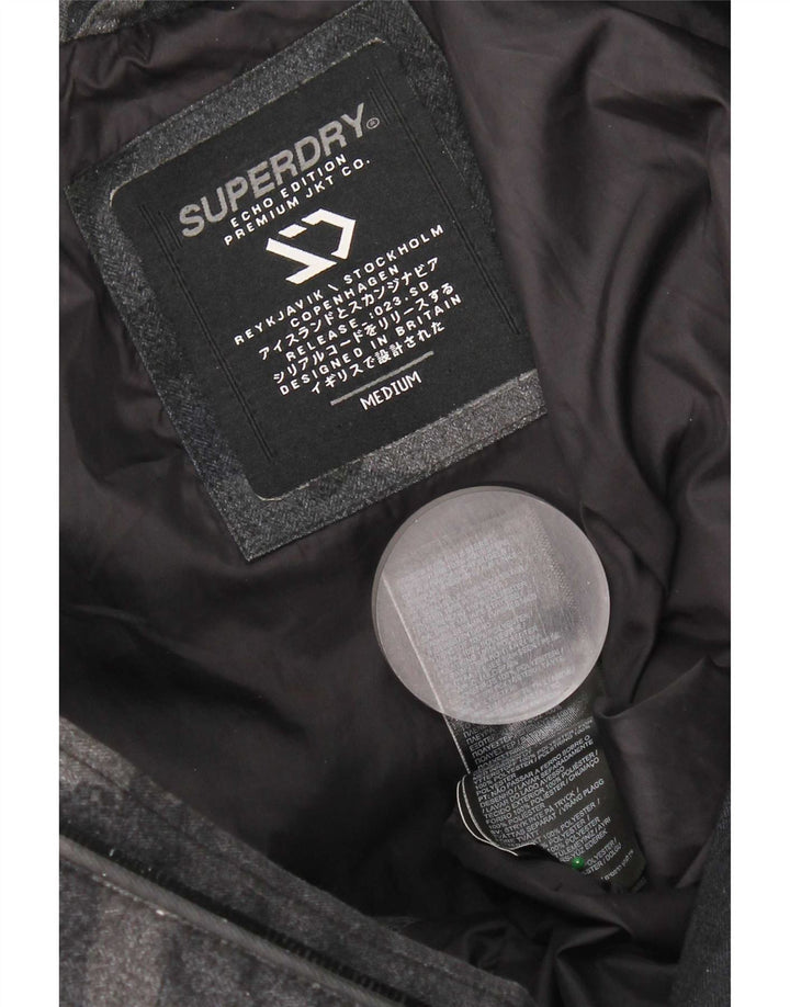 Giacca imbottita con cappuccio da uomo Superdry UK 38 poliestere mimetico nero medio