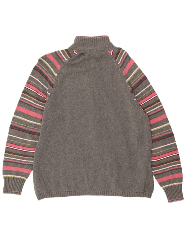 Maglione cardigan da donna Eddie Bauer UK 20 2XL cotone a righe grigie