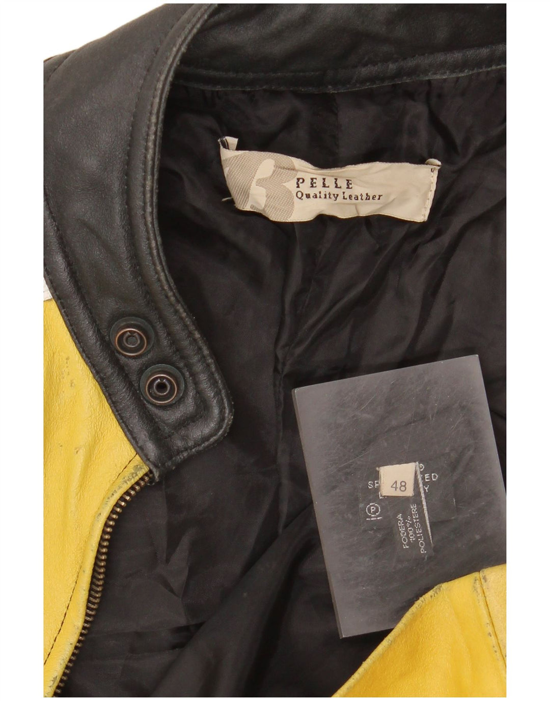 Giacca da pilota in pelle da uomo VINTAGE IT 48 Pelle color block media nera