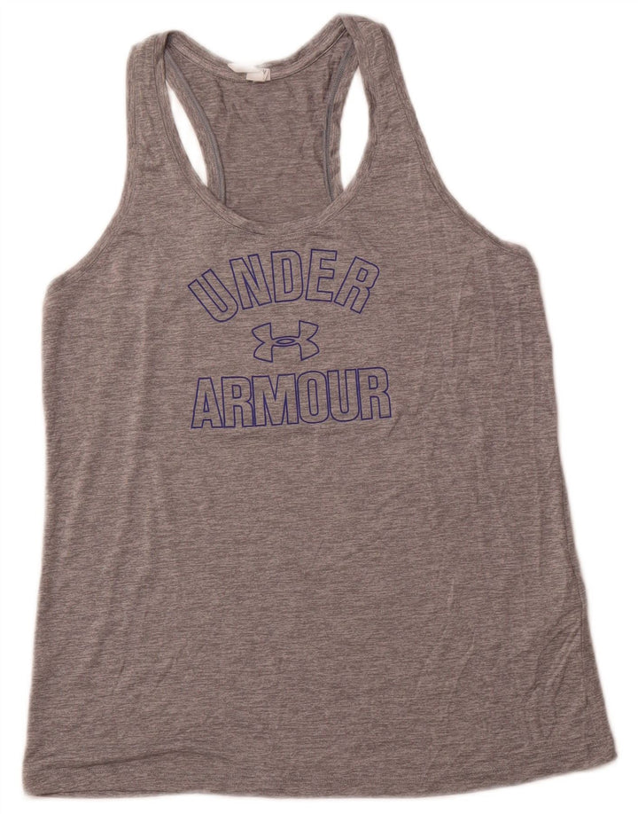UNDER ARMOUR Canottiera grafica da donna vestibilità ampia UK 12 Poliestere grigio medio