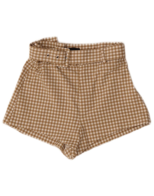 Pantaloni caldi a vita alta da donna Zara XS W24 a quadretti beige