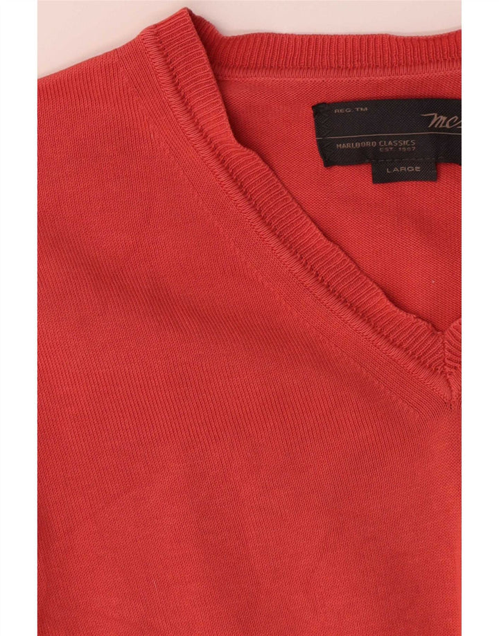 Marlboro Classics Maglione da uomo con scollo a V grande cotone arancione