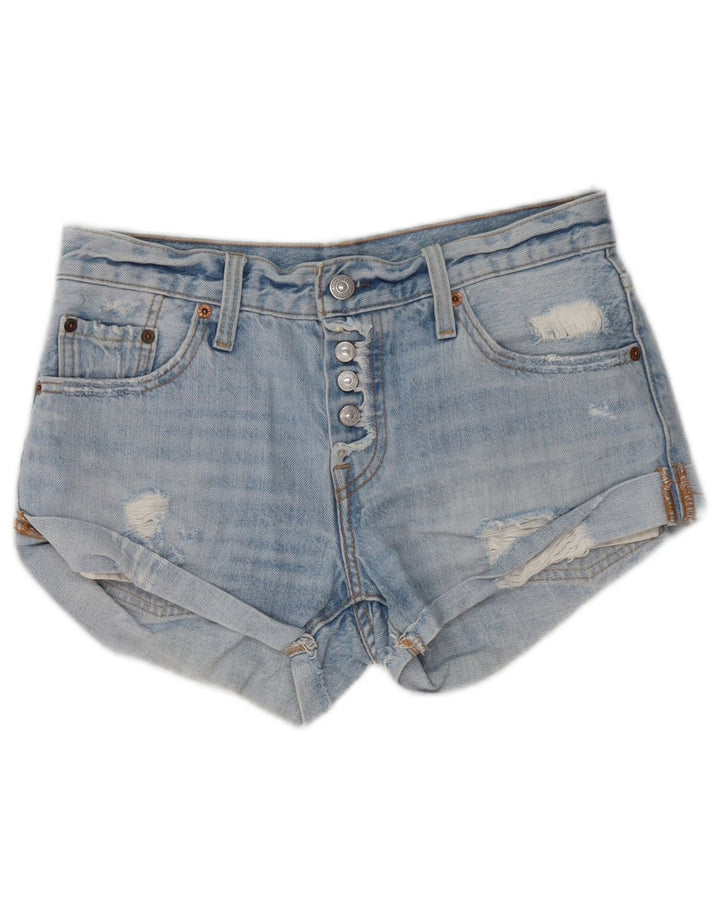 Pantaloncini di jeans invecchiati da donna Levi's W24 XS cotone blu