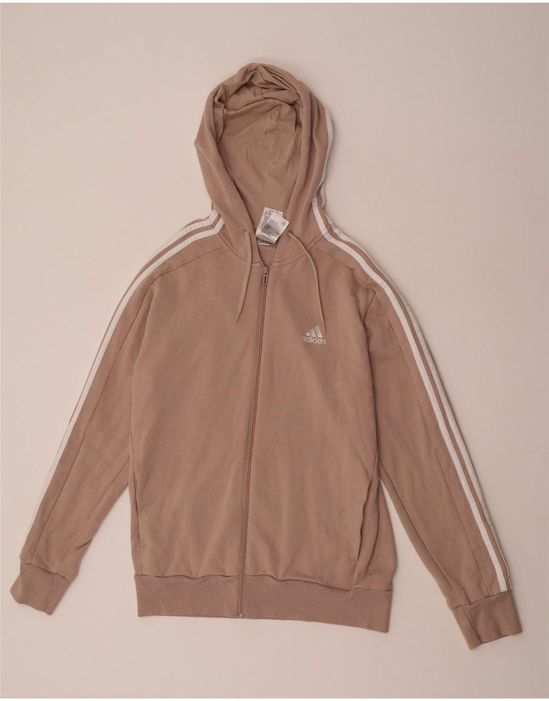 Maglione con cappuccio e zip da uomo Adidas in cotone color block marrone medio