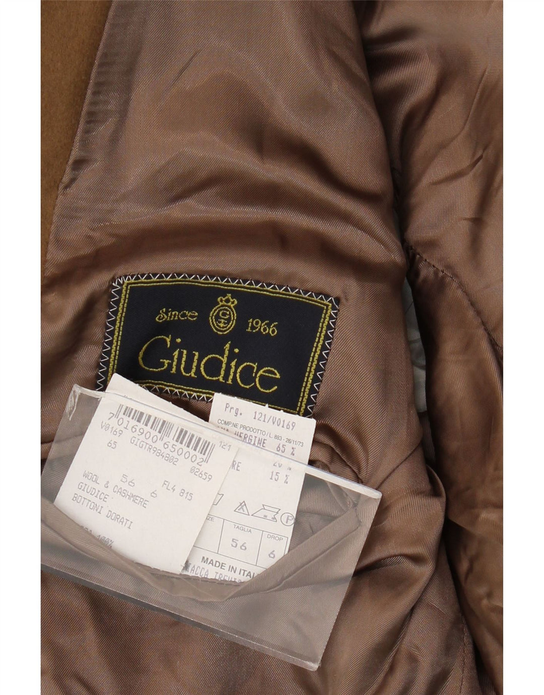 Giudice Giacca Blazer a 2 Bottoni da Uomo IT 56 3XL Beige Lana