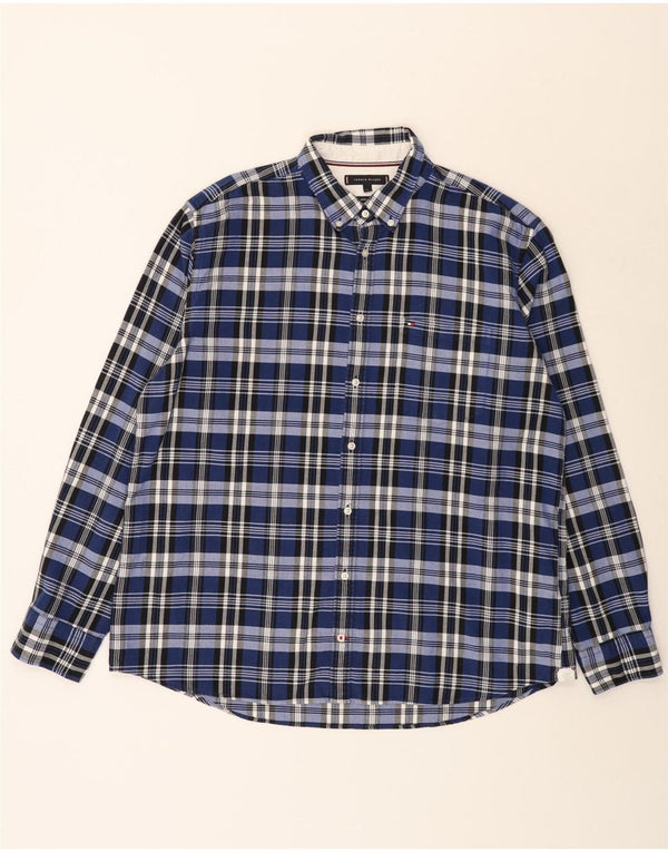 Camicia da uomo vestibilità regolare Tommy Hilfiger 2XL cotone a quadri blu